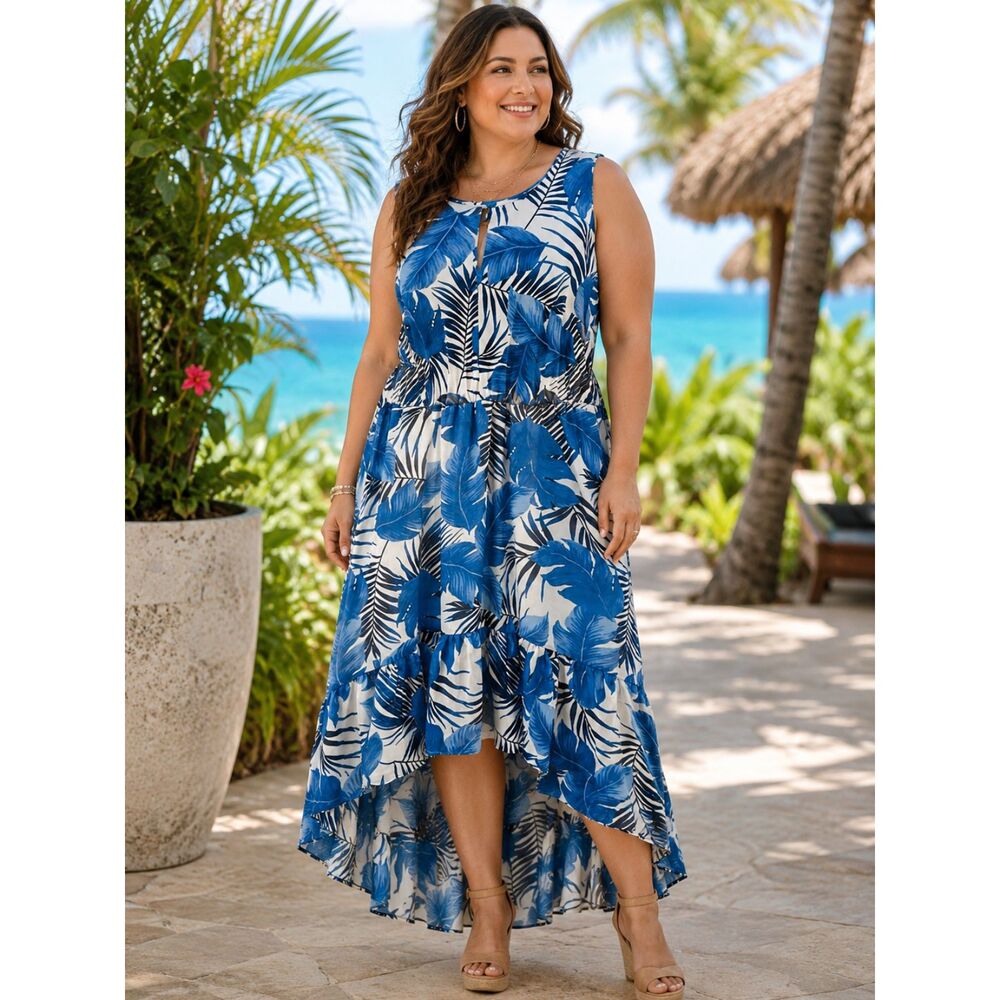 Lane Bryant Tropical Print High-Low Sundress - Size 16